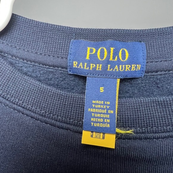 Polo Ralph Lauren Kids Navy Blue Polo Bear Teddy Holiday Sweatshirt Size 5 - Picture 4 of 6